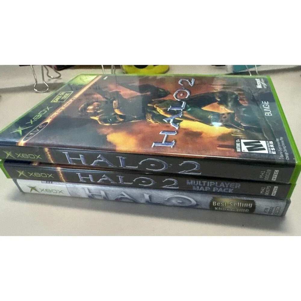 Halo Triple Pack - Complete, CIB - Halo, Halo 2, Halo 2 Map Pack - Xbox
